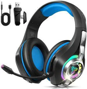 2.4GHz Wireless Gaming Headsets for PS5/PS4/PC/Switch/Xbox, RGB Noise Cancelling Over-Ear Headphones with 7.1 Surround Sound, 40mm Drivers, 276g Ultraligero, Memory Foam, 45H Gaming Headphones Black 2.4GHz Wireless Gaming Headsets for PS5/PS4/PC/Switch/Xbox, RGB Noise Cancelling Over-Ear Headphones with 7.1 Surround Sound, 40mm Drivers, 276g Ultraligero, Memory Foam, 45H Gaming Headphones Black