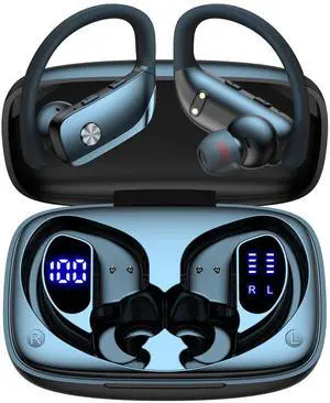 Ear Buds Wireless Earbuds Bluetooth Headphones with 80H Playtime LED Display Case, Over-Ear Hook with Mic, Stereo Sound, Easy Button Controls, Sports Earphones for Running Workout Gym Black Ear Buds Wireless Earbuds Bluetooth Headphones with 80H Playtime LED Display Case, Over-Ear Hook with Mic, Stereo Sound, Easy Button Controls, Sports Earphones for Running Workout Gym Black
