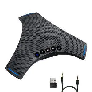 Conference Speaker and Microphone, Wireless Speakerphone with Daisy Chain, 360° Voice Pickup & AI Noise-Cancellation, Support Bluetooth & USB, Computer Speaker & Mic for Business Meetings Conference Speaker and Microphone, Wireless Speakerphone with Daisy Chain, 360° Voice Pickup & AI Noise-Cancellation, Support Bluetooth & USB, Computer Speaker & Mic for Business Meetings