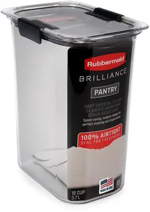 Brilliance 16-Cup Airtight Food Storage Container with Lid Clear/Grey - optimal for pantry organization flour sugar and food storage Brilliance 16-Cup Airtight Food Storage Container with Lid Clear/Grey - optimal for pantry organization flour sugar and food storage