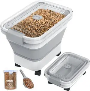 20-23 Lbs Dog Food Storage Container, Collapsible Dog Food Container with Transparent Airtight Lid,Multifunctional Pet Food Storage Container for Dog Cat,Rice,Flour,Pet Food Scoop and Dog Bowl 20-23 Lbs Dog Food Storage Container, Collapsible Dog Food Container with Transparent Airtight Lid,Multifunctional Pet Food Storage Container for Dog Cat,Rice,Flour,Pet Food Scoop and Dog Bowl