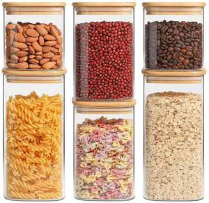 Airtight Glass Storage Canister with Lids (0.7Qt/1.2Qt/1.6Qt) Set of 6, Food Storage Container Kitchen Pantry Storage Jar, Glass Jars for Flour Cereal Sugar Tea Coffee Beans Snacks, Square Airtight Glass Storage Canister with Lids (0.7Qt/1.2Qt/1.6Qt) Set of 6, Food Storage Container Kitchen Pantry Storage Jar, Glass Jars for Flour Cereal Sugar Tea Coffee Beans Snacks, Square