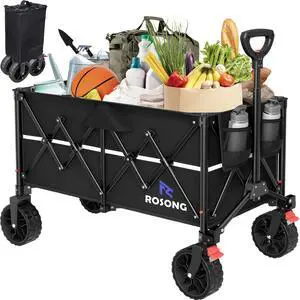 Collapsible Wagon Cart with Wheels Foldable - Folding Utility Heavy Duty Wagons Carts for Grocery Sports Garden Shopping Camping Wheelbarrows (Black, 150L) Collapsible Wagon Cart with Wheels Foldable - Folding Utility Heavy Duty Wagons Carts for Grocery Sports Garden Shopping Camping Wheelbarrows (Black, 150L)
