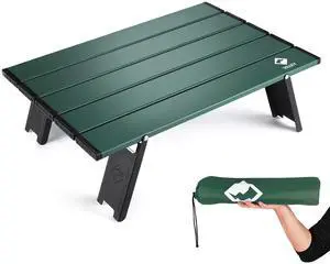 Portable Mini Folding Beach Table, Ultralight Aluminum Side Table with Carry Bag for Camping, Picnics, and Outdoor Activities - Green Portable Mini Folding Beach Table, Ultralight Aluminum Side Table with Carry Bag for Camping, Picnics, and Outdoor Activities - Green