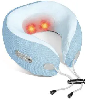 Electric Neck Massager,Portable Travel Pillow with Massage and Heat,Rechargeable Vibrating Neck Pillow Massager,Perfect for Pain Relief at Home, Office,Travel,Fathers Day Gift Ideas(Blue) Electric Neck Massager,Portable Travel Pillow with Massage and Heat,Rechargeable Vibrating Neck Pillow Massager,Perfect for Pain Relief at Home, Office,Travel,Fathers Day Gift Ideas(Blue)