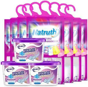 Moisture Absorber 7 HangingPackets9.8oz*7+ 3 Portable Boxs (10.5oz*3), Dehumidifiers with Lavender, Desiccant Hanging Bag Use for Kitchen Bathroom Wardrobe, Eliminates Odors, Odor Absorber Moisture Absorber 7 HangingPackets9.8oz*7+ 3 Portable Boxs (10.5oz*3), Dehumidifiers with Lavender, Desiccant Hanging Bag Use for Kitchen Bathroom Wardrobe, Eliminates Odors, Odor Absorber