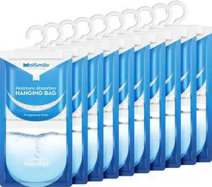 Absorbers 10 Pack, Fragrance Free Hanging Closet Dehumidifier Bags, Humidity Packs Odor Eliminator for Closet, Bathroom, Bedroom, Basement, Car, 9.8 OZ Absorbers 10 Pack, Fragrance Free Hanging Closet Dehumidifier Bags, Humidity Packs Odor Eliminator for Closet, Bathroom, Bedroom, Basement, Car, 9.8 OZ