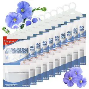 Moisture Absorbers, Hanging Closet Dehumidifier Bags, Humidity Packs, Desiccant, Closet Dehumidifiers with Linen Fragrance, 10 Pack, 9.8 OZ Moisture Absorbers, Hanging Closet Dehumidifier Bags, Humidity Packs, Desiccant, Closet Dehumidifiers with Linen Fragrance, 10 Pack, 9.8 OZ