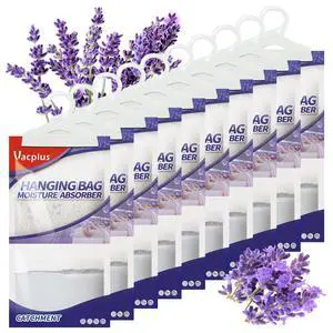 Moisture Absorbers, Hanging Closet Dehumidifier Bags, Humidity Packs, Desiccant, Closet Dehumidifiers with Lavender Fragrance, 10 Pack, 9.8 OZ Moisture Absorbers, Hanging Closet Dehumidifier Bags, Humidity Packs, Desiccant, Closet Dehumidifiers with Lavender Fragrance, 10 Pack, 9.8 OZ