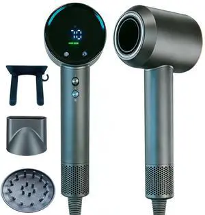 ion Hair Dryer high Speed brushless Motor with Blow Dryer Diffuser,1400W Ultra-Fast Dryer,Ultra-Ligh, Low Noise,Intelligent LCD Display,for Women/Children ion Hair Dryer high Speed brushless Motor with Blow Dryer Diffuser,1400W Ultra-Fast Dryer,Ultra-Ligh, Low Noise,Intelligent LCD Display,for Women/Children