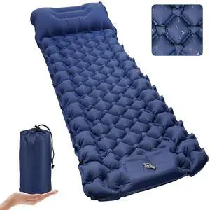 Sleeping Pad, Ultralight Self Inflating Camping Mat Sleeping Pad for Camping with Built-in Foot Pump & Pillow Durable Waterproof Sleeping Mat for Tent, Backpacking, Hiking - Blue Sleeping Pad, Ultralight Self Inflating Camping Mat Sleeping Pad for Camping with Built-in Foot Pump & Pillow Durable Waterproof Sleeping Mat for Tent, Backpacking, Hiking - Blue