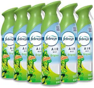 Febreze Air Mist, Air Freshener Spray, Odor Fighting Room Spray, Deodorizer for Home Bathroom Kitchen Office Apartment Dorm Room Classroom, Gain Original Scent, 8.1oz (Pack of 6) Febreze Air Mist, Air Freshener Spray, Odor Fighting Room Spray, Deodorizer for Home Bathroom Kitchen Office Apartment Dorm Room Classroom, Gain Original Scent, 8.1oz (Pack of 6)
