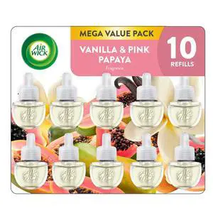 Air Wick Plug-In Scented Oil Refills, 10 Count, Vanilla and Pink Papaya, Air Freshener, Essential Oils, Eco Friendly Air Wick Plug-In Scented Oil Refills, 10 Count, Vanilla and Pink Papaya, Air Freshener, Essential Oils, Eco Friendly