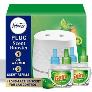 Febreze Plug Scent Booster Starter Kit Air Freshener, Oil Diffuser, Continuous Scent Device, Includes 2 Gain Refills Febreze Plug Scent Booster Starter Kit Air Freshener, Oil Diffuser, Continuous Scent Device, Includes 2 Gain Refills