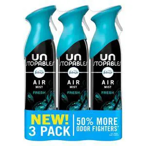 Febreze Air Mist, Air Freshener Spray, Odor Fighting Room Spray, Deodorizer for Home Bathroom Kitchen Office Apartment Dorm Room Classroom, Unstopables Fresh Scent, 8.1oz (Pack of 3) Febreze Air Mist, Air Freshener Spray, Odor Fighting Room Spray, Deodorizer for Home Bathroom Kitchen Office Apartment Dorm Room Classroom, Unstopables Fresh Scent, 8.1oz (Pack of 3)
