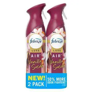 Febreze Air Mist, Air Freshener Spray, Odor Fighting Room Spray, Deodorizer for Home Bathroom Kitchen Office Apartment Dorm Room Classroom, Vanilla Suede, 8.1oz, 2ct Febreze Air Mist, Air Freshener Spray, Odor Fighting Room Spray, Deodorizer for Home Bathroom Kitchen Office Apartment Dorm Room Classroom, Vanilla Suede, 8.1oz, 2ct