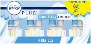 Febreze Plug In Air Freshener, Odor-Fighting Scented Oil Refill, Linen & Sky Scent, 4 Refills Febreze Plug In Air Freshener, Odor-Fighting Scented Oil Refill, Linen & Sky Scent, 4 Refills