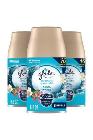 Glade Automatic Spray Refill, Air Freshener for Home and Bathroom, Aqua Waves, 6.2 Oz, 3 Count Glade Automatic Spray Refill, Air Freshener for Home and Bathroom, Aqua Waves, 6.2 Oz, 3 Count
