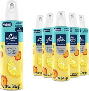 Glade Odor Fighting Soft Mist Air Freshener Room Spray, Lemon Zest & Poppy, 8oz., 6 count Glade Odor Fighting Soft Mist Air Freshener Room Spray, Lemon Zest & Poppy, 8oz., 6 count
