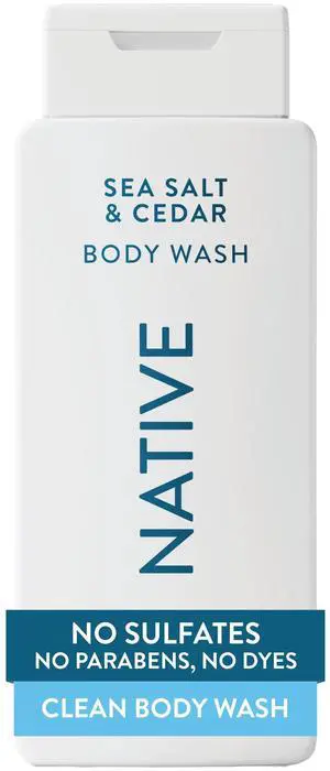 Native Sea Salt & Cedar Scent 24-Hr Refreshing Clean Body Wash for Men & Women, for All Skin Types Incl. Sensitive, Leaves Skin Feeling Clean & Soft, Free of Phthalates, Sulfates & Parabens, 18 oz Native Sea Salt & Cedar Scent 24-Hr Refreshing Clean Body Wash for Men & Women, for All Skin Types Incl. Sensitive, Leaves Skin Feeling Clean & Soft, Free of Phthalates, Sulfates & Parabens, 18 oz