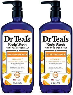 Dr Teal's Body Wash with Pure Epsom Salt, Glow & Radiance with Vitamin C & Citrus Essential Oils, 24oz (Pack of 2) Dr Teal's Body Wash with Pure Epsom Salt, Glow & Radiance with Vitamin C & Citrus Essential Oils, 24oz (Pack of 2)