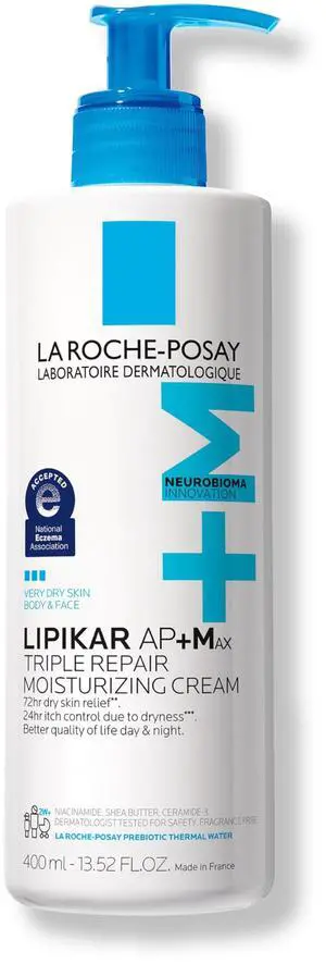 Lipikar AP+Max Triple Repair Moisturizing Body Cream, Face and Body Lotion for Dry Skin with Shea Butter and Niacinamide, 400 mL Lipikar AP+Max Triple Repair Moisturizing Body Cream, Face and Body Lotion for Dry Skin with Shea Butter and Niacinamide, 400 mL