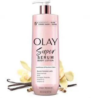 Super Serum Hand & Body Lotion for Dry Skin, 24hr Long Lasting Hydration, 5+ Ingredient Complex for Bright Even Firm Luminous Skin, Sweet Vanilla & Soft Wood Scent, 18.5 fl oz Super Serum Hand & Body Lotion for Dry Skin, 24hr Long Lasting Hydration, 5+ Ingredient Complex for Bright Even Firm Luminous Skin, Sweet Vanilla & Soft Wood Scent, 18.5 fl oz