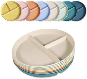 Divided Plates for Adults (8 Packs), Unbreakable Portion Control Plate Sectioned with Dividers, 9 Inch Plastic Food Separator Dinner Plates Lightweight Compartment BPA Free Reusable Microwave Safe Divided Plates for Adults (8 Packs), Unbreakable Portion Control Plate Sectioned with Dividers, 9 Inch Plastic Food Separator Dinner Plates Lightweight Compartment BPA Free Reusable Microwave Safe