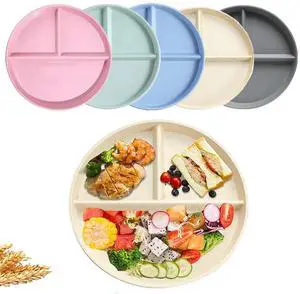 Unbreakable Divided Dinner Plate Set of 5, Wheat Straw Plates BPA Free 9 Inch, Portion Control Plate Healthy Eating & Bariatric Diet Divided Plates, Dinner Diet Plates for Kids Unbreakable Divided Dinner Plate Set of 5, Wheat Straw Plates BPA Free 9 Inch, Portion Control Plate Healthy Eating & Bariatric Diet Divided Plates, Dinner Diet Plates for Kids
