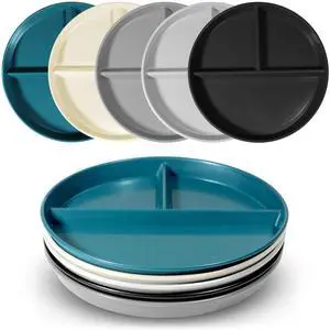 Portion Control Plate For Adults 9 Inch 5Pcs, Round Divided Plates for Adults, 3 Compartment Plates With DividersMicrowave And Dishwasher Safe Portion Control Plate For Adults 9 Inch 5Pcs, Round Divided Plates for Adults, 3 Compartment Plates With DividersMicrowave And Dishwasher Safe