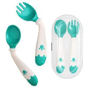 Toddler Utensils, Self-feeding Flatware Set withTravel Case, Baby Spoons and Forks with Silicone Bendable Handle, Easy Grip Heat-Resistant, Ideal for Kids, Stage 2 Green Toddler Utensils, Self-feeding Flatware Set withTravel Case, Baby Spoons and Forks with Silicone Bendable Handle, Easy Grip Heat-Resistant, Ideal for Kids, Stage 2 Green
