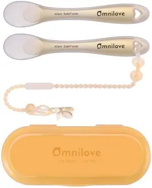 Silicone Baby Spoons 2-Pack with Case, Self Feeding 6 Months, Baby Led Weaning Supplies, Toddler Utensils with Safety Chain, Toddler Essentials, Dishwasher Safe Baby Safety Products Silicone Baby Spoons 2-Pack with Case, Self Feeding 6 Months, Baby Led Weaning Supplies, Toddler Utensils with Safety Chain, Toddler Essentials, Dishwasher Safe Baby Safety Products