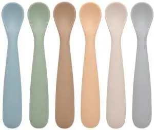 Baby Spoons, 6 Pack First Stage Silicone Feeding Spoons, Soft Tip Feeding Baby Utensils, Baby Led Weaning Supplies Training Spoons, Dishwasher and Boil Safe Baby Spoons, 6 Pack First Stage Silicone Feeding Spoons, Soft Tip Feeding Baby Utensils, Baby Led Weaning Supplies Training Spoons, Dishwasher and Boil Safe