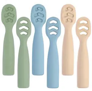 Baby Spoons Self Feeding 6+ Months Set, 6 Pack First Stage Baby Led Weaning Supplies, BPA Free, Toddler Utensils for Soft Tip Silicone Feeding Spoon, Boil and Dishwasher Safe Baby Spoons Self Feeding 6+ Months Set, 6 Pack First Stage Baby Led Weaning Supplies, BPA Free, Toddler Utensils for Soft Tip Silicone Feeding Spoon, Boil and Dishwasher Safe