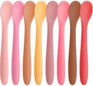 8-Piece Silicone Baby Spoons, First Stage Infant Self Feeding Spoons, Soft-Tip Gentle on Gums, Baby Utensils, Infant Training Spoon, Dishwasher Safe & Boil-proof 8-Piece Silicone Baby Spoons, First Stage Infant Self Feeding Spoons, Soft-Tip Gentle on Gums, Baby Utensils, Infant Training Spoon, Dishwasher Safe & Boil-proof