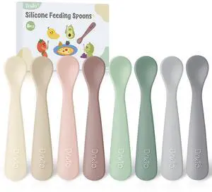 8-Piece Silicone Baby Spoons - Infant Spoons First Stage Self Feeding Baby Led Weaning Supplies Toddler Training Utensils Soft Chewable-Tip BPA-Free Dishwasher Safe Boil-proof 8-Piece Silicone Baby Spoons - Infant Spoons First Stage Self Feeding Baby Led Weaning Supplies Toddler Training Utensils Soft Chewable-Tip BPA-Free Dishwasher Safe Boil-proof