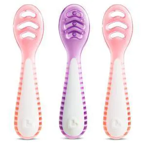 Gentle Dip Baby Spoons for Self Feeding and Baby Led Weaning, 3 Pack, Pink/Purple Gentle Dip Baby Spoons for Self Feeding and Baby Led Weaning, 3 Pack, Pink/Purple