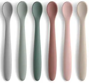 6-Piece Silicone Baby Feeding Spoons, First Stage Infant Spoons, Soft-Tip Easy on Gums I Baby Training Spoon | Infant Utensils Feeding Supplies, Dishwasher & Boil-proof 6-Piece Silicone Baby Feeding Spoons, First Stage Infant Spoons, Soft-Tip Easy on Gums I Baby Training Spoon | Infant Utensils Feeding Supplies, Dishwasher & Boil-proof
