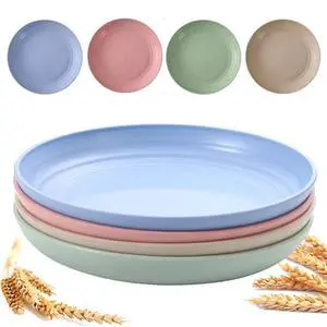 9 Inch Unbreakable Wheat Straw Plates - Reusable Plate Set - Dishwasher & Microwave Safe - Dinner Dishes Lightweight Plates Salad Kids Adult Plate for Kitchen Camping - BPA Free (Plate-9in) 9 Inch Unbreakable Wheat Straw Plates - Reusable Plate Set - Dishwasher & Microwave Safe - Dinner Dishes Lightweight Plates Salad Kids Adult Plate for Kitchen Camping - BPA Free (Plate-9in)