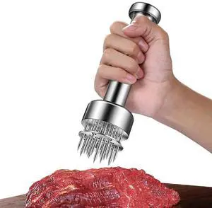 Stainless Steel Meat Tenderizer Tool, 21 Sharp Needles, Chicken Meat Tenderizer, Tenderizing Steak, Beef, Chicken, Pork, Barbecue, Marinating Prep Tool, with free cleaning brush Stainless Steel Meat Tenderizer Tool, 21 Sharp Needles, Chicken Meat Tenderizer, Tenderizing Steak, Beef, Chicken, Pork, Barbecue, Marinating Prep Tool, with free cleaning brush