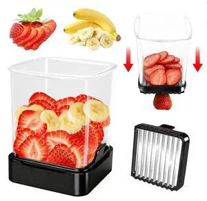 Fruit Slicer Cup for Strawberry, Banana, Hard-Boiled Egg - Detachable Cutter with Push Plate - 304 Stainless Steel Blade - Rapid & Safe Slicing Kitchen Gadget for Quick Meal Prep (Black) Fruit Slicer Cup for Strawberry, Banana, Hard-Boiled Egg - Detachable Cutter with Push Plate - 304 Stainless Steel Blade - Rapid & Safe Slicing Kitchen Gadget for Quick Meal Prep (Black)