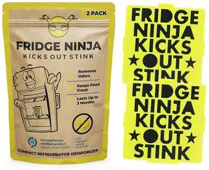 Fridge Ninja Compact Fridge Deodorizer (2 Pack) - More Effective Than Baking Soda - Compact Size Refrigerator Deodorizer Made of Activated Carbon Fridge Ninja Compact Fridge Deodorizer (2 Pack) - More Effective Than Baking Soda - Compact Size Refrigerator Deodorizer Made of Activated Carbon