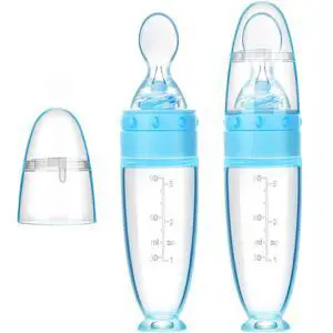 2 Pieces Silicone Baby Spoons Baby Feeding Spoon with Standing Base for Infant 0-24 Months Dispensing and Feeding (Blue) 2 Pieces Silicone Baby Spoons Baby Feeding Spoon with Standing Base for Infant 0-24 Months Dispensing and Feeding (Blue)