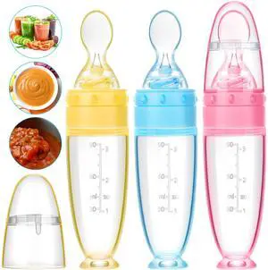 3 Pcs Baby Food Spoon 3oz Silicone Feeder Dispenser Bottle Feeding Infant Cereal Fruit 6 Months Utensils Set Rice Holder Teething Feed Suction Weaning Newborn Supplies Travel 3 Pcs Baby Food Spoon 3oz Silicone Feeder Dispenser Bottle Feeding Infant Cereal Fruit 6 Months Utensils Set Rice Holder Teething Feed Suction Weaning Newborn Supplies Travel