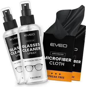 Glasses Cleaner Spray - Eyeglass Cleaner (No Streaks)| x2 Eye Glass Cleaners Spray + x2 Lens Cleaner Microfiber Cleaning Cloth, Glasses Cleaning Kit Eye Glasses Cleaner Spray & Cloth - 4oz(2ozx2) Glasses Cleaner Spray - Eyeglass Cleaner (No Streaks)| x2 Eye Glass Cleaners Spray + x2 Lens Cleaner Microfiber Cleaning Cloth, Glasses Cleaning Kit Eye Glasses Cleaner Spray & Cloth - 4oz(2ozx2)