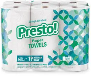 Ultra-Strong Premium Paper Towels, 158 Sheet Huge roll - Flex-a-Size, 6 Rolls, Equivalent to 19 Regular Rolls, White Ultra-Strong Premium Paper Towels, 158 Sheet Huge roll - Flex-a-Size, 6 Rolls, Equivalent to 19 Regular Rolls, White