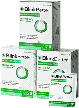 Tea Tree Oil Eyelid Wipes- 60 (Pack of 3) Natural Blepharitis, MGD & Dry Eye Relief Wipes | Cleansing, Soothing, Dual-Textured, Triple Moisture Formula | Biodegradable & Gentle Tea Tree Oil Eyelid Wipes- 60 (Pack of 3) Natural Blepharitis, MGD & Dry Eye Relief Wipes | Cleansing, Soothing, Dual-Textured, Triple Moisture Formula | Biodegradable & Gentle