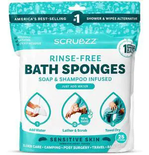 Disposable No Rinse Bathing Wipes for Senstive Skin - 25 Pack - All-in-1 Single Use Shower Wipes, Simply Dampen, Lather, and Dry Without Shampoo or Rinsing (Sensitive Skin, 1-Pack) Disposable No Rinse Bathing Wipes for Senstive Skin - 25 Pack - All-in-1 Single Use Shower Wipes, Simply Dampen, Lather, and Dry Without Shampoo or Rinsing (Sensitive Skin, 1-Pack)