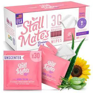 Feminine Fresh - Flushable Wipes, Individually Wrapped Cleansing Travel Friendly PH balanced Unscented with Sunflower, Rosemary and Aloe (30 on-the-go singles) Feminine Fresh - Flushable Wipes, Individually Wrapped Cleansing Travel Friendly PH balanced Unscented with Sunflower, Rosemary and Aloe (30 on-the-go singles)