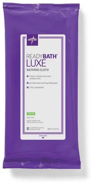 ReadyBath LUXE (8 Wipes/1 Pack), Scented, Extra Thick Adult Bath Wipes, No Rinse Formula with Aloe, Shower Wipes for Sensitive Skin, Hypoallergenic & Alcohol-Free Body Wash Wipes, 8 x 8 Inch ReadyBath LUXE (8 Wipes/1 Pack), Scented, Extra Thick Adult Bath Wipes, No Rinse Formula with Aloe, Shower Wipes for Sensitive Skin, Hypoallergenic & Alcohol-Free Body Wash Wipes, 8 x 8 Inch